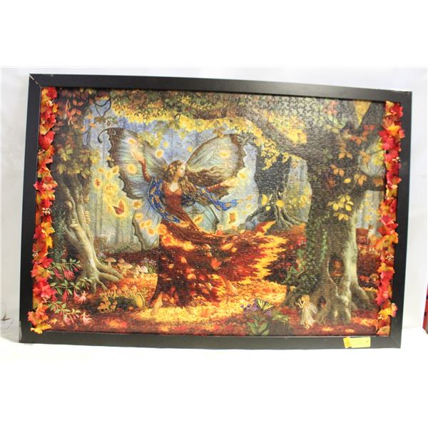 FRAMED FAIREY PUZZLE WITH LEAF DECOR