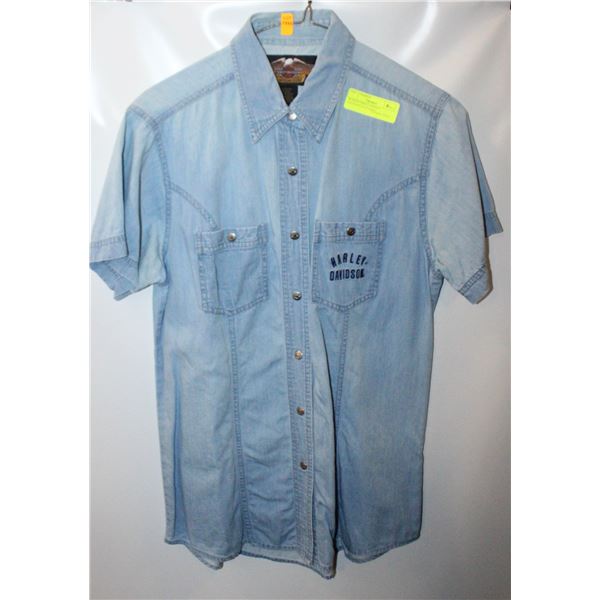 WOMENS SMALL HARLEY DAVIDSON JEAN SHIRT,
