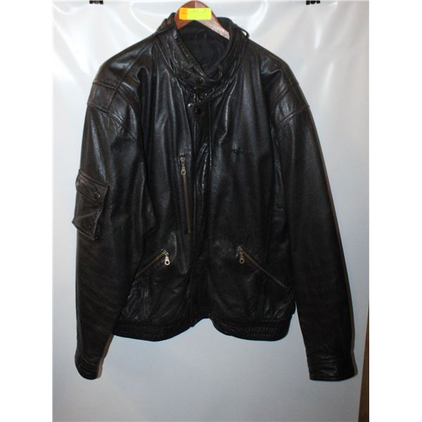 MENS XL BLACK SOFT LEATHER BOMBER