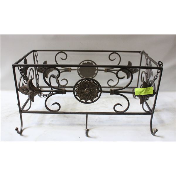 ORNATE METAL POT HOLDER 10X19.5X13"