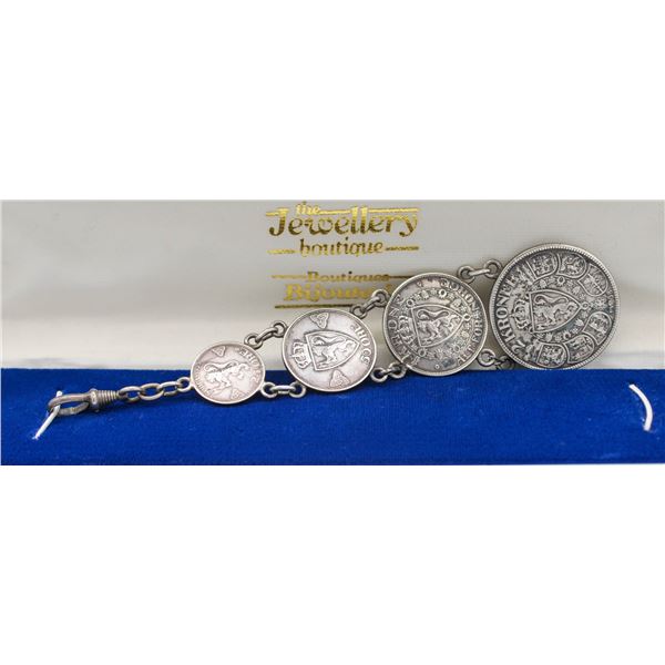 ANTIQUE 1908/09 4 SILVER NORWEGIAN COIN WATCH FOB