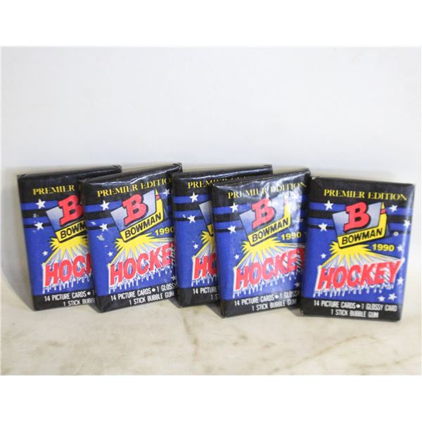 5 SEALED 1990 BOWMAN PREMIERE EDITION 15 CARDS