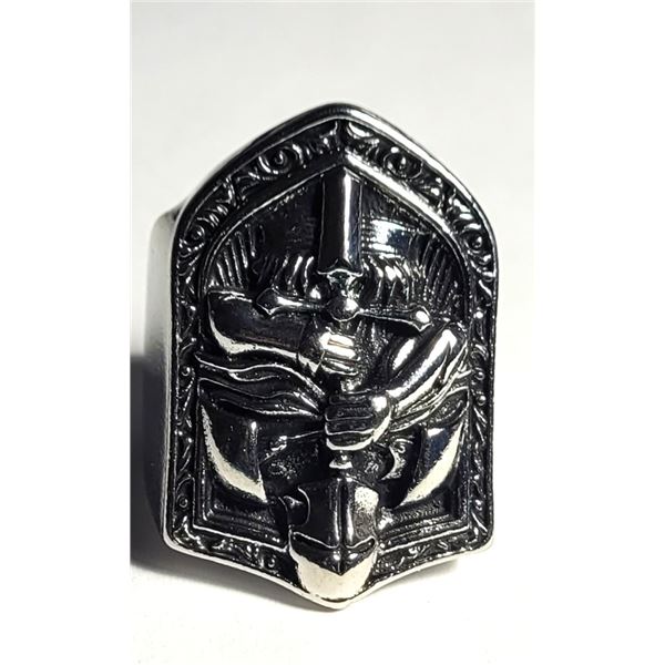 19) SILVER TONE SIZE 9 KNIGHTS TEMPLAR