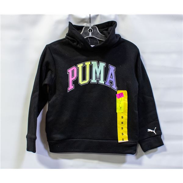 NEW PUMA GIRLS PULLOVER HOODIE BLACK SIZE 5
