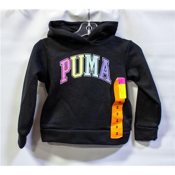 NEW PUMA GIRLS PULLOVER HOODIE BLACK SIZE 2
