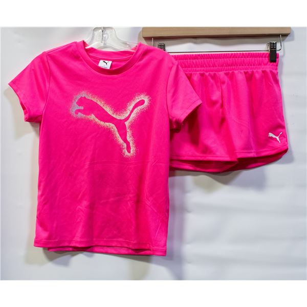 2 PIECE PUMA GIRLS NEON PINK SPORTS SET SIZE 8