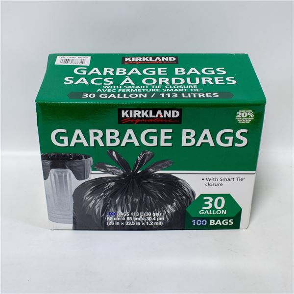 KIRKLAND GARBAGE BAGS BLACK - 30 G / 113L
