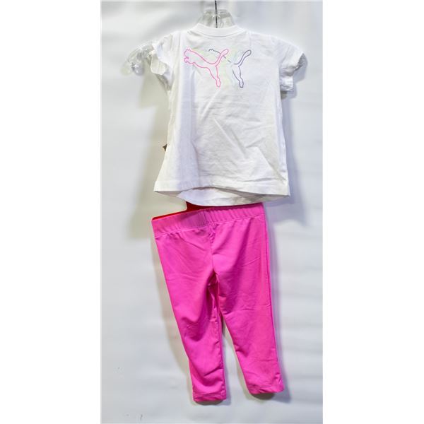 NEW 2 PIECE PUMA GIRLS SET WHITE SHIRT & PINK
