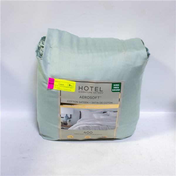 6 PIECE HOTEL COTTON SHEET SET CYAN KING SIZE