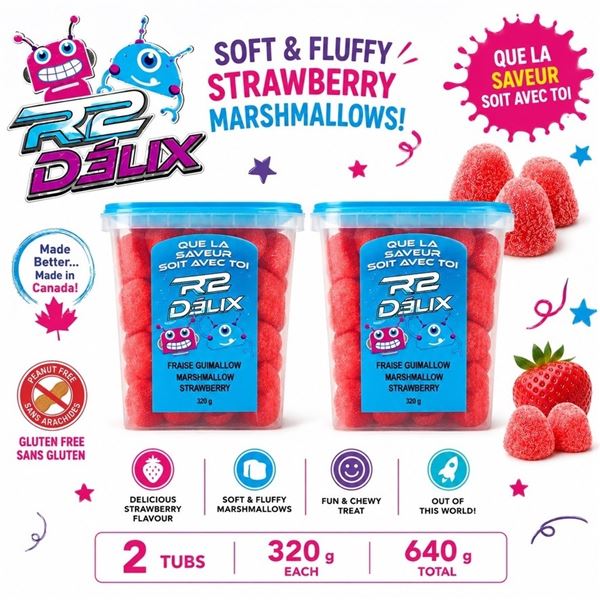 2 R2-DELIX STRAWBERRY MARSHMALLOW TUBS 320G 09/26