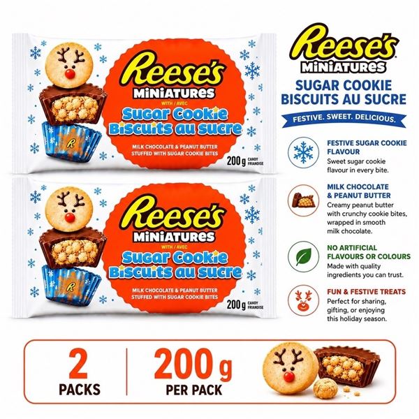 2 REESES MINIATURES WITH SUGAR COOKIE BB 07/26