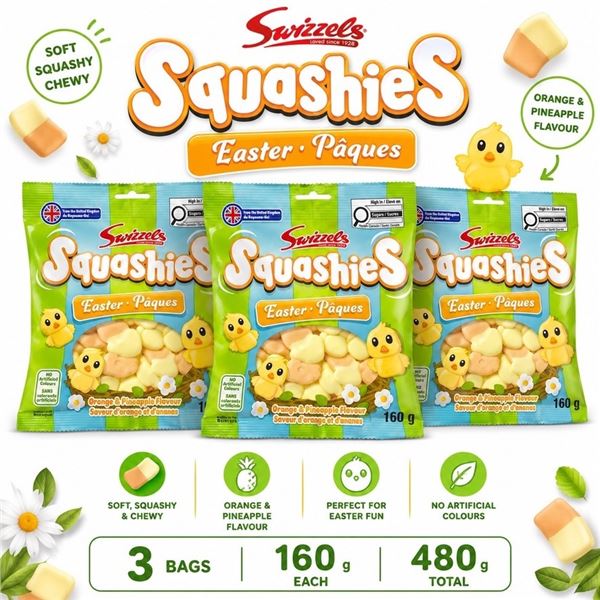 3 SWIZZELS SQUASHIES ORANGE PINEAPPLE 160G 05/27