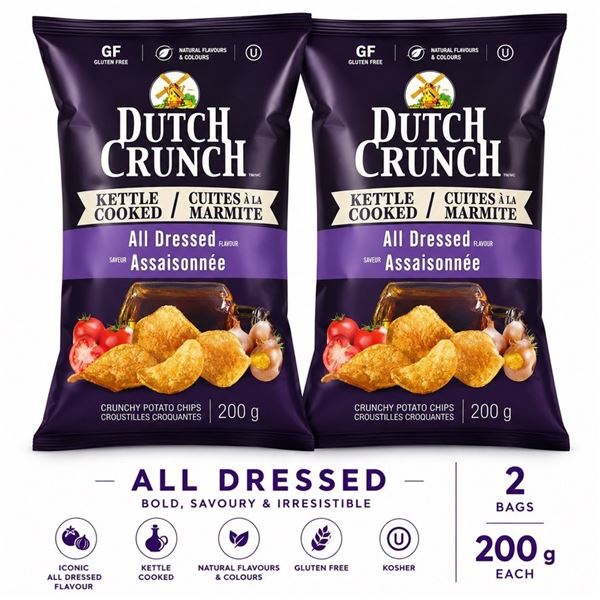 2 DUTCH CRUNCH ALL DRESSED CHIPS 200G BB 07/26