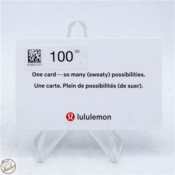 $100.00 LULULEMON GIFT CARD - VALIDATED