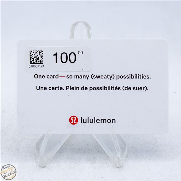 $100.00 LULULEMON GIFT CARD - VALIDATED