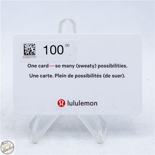 $100.00 LULULEMON GIFT CARD - VALIDATED