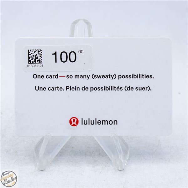 $100.00 LULULEMON GIFT CARD - VALIDATED