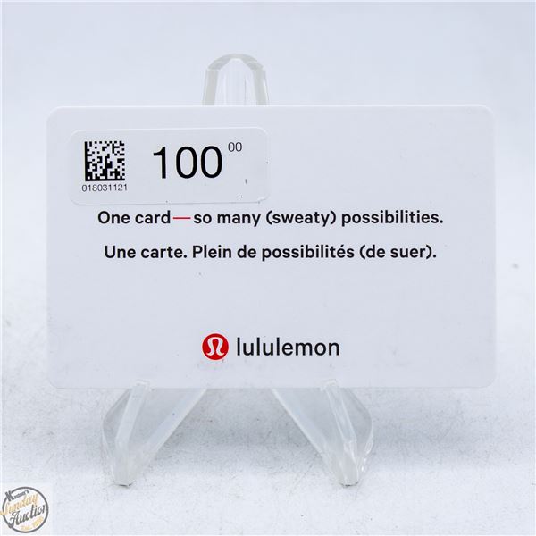 $100.00 LULULEMON GIFT CARD - VALIDATED