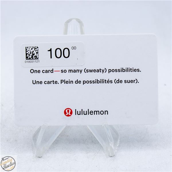 $100.00 LULULEMON GIFT CARD - VALIDATED