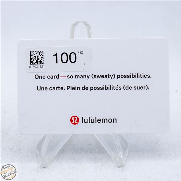 $100.00 LULULEMON GIFT CARD - VALIDATED