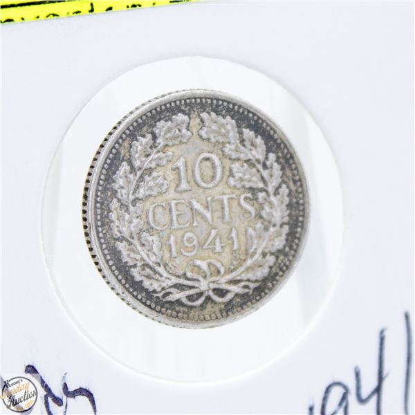 1941 SILVER NETHERLANDS 10 CENTS COIN