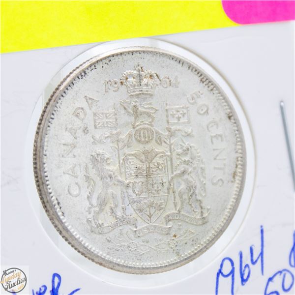 1964 SILVER CANADIAN 50 CENT COIN