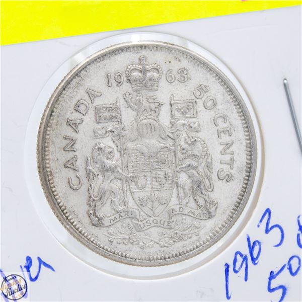 1963 SILVER CANADIAN 50 CENT COIN