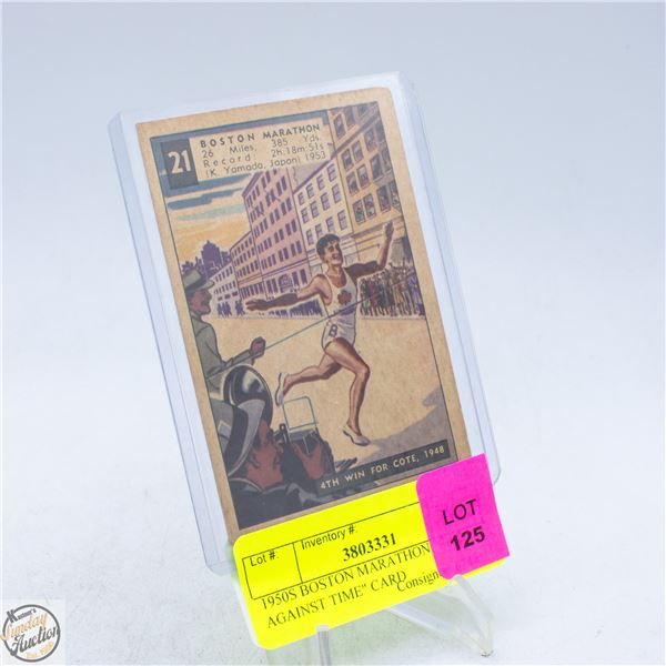 1950S BOSTON MARATHON "RACE AGAINST TIME" CARD