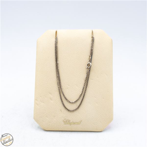 STERLING SILVER 21" BOX-LINK NECKLACE ON STAND
