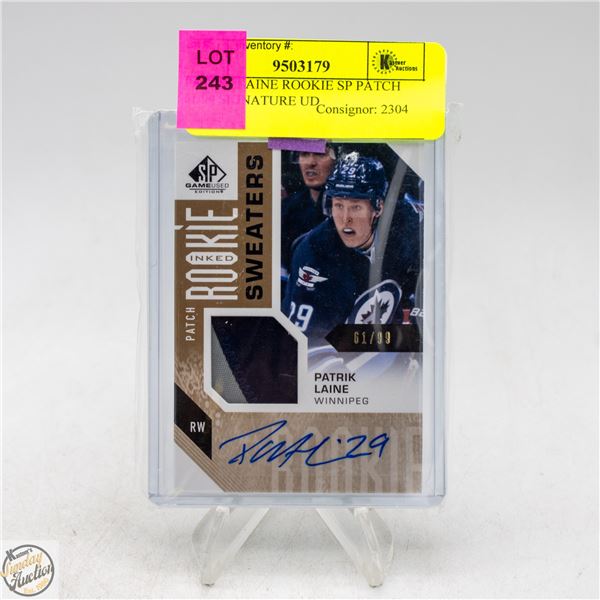 PATRIK LAINE ROOKIE SP PATCH 61/99 SIGNATURE UD