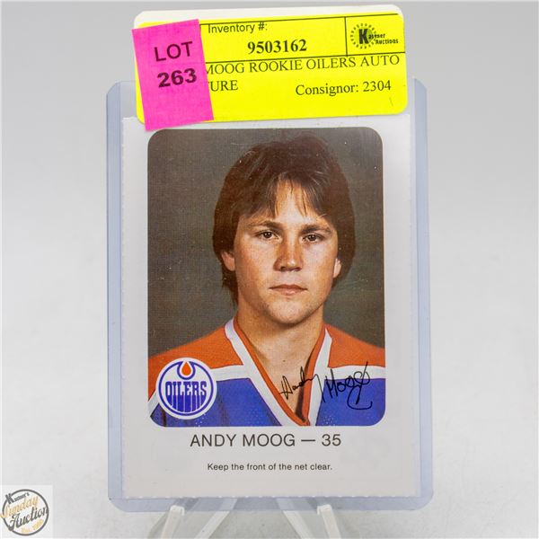 ANDY MOOG ROOKIE OILERS AUTO SIGNATURE