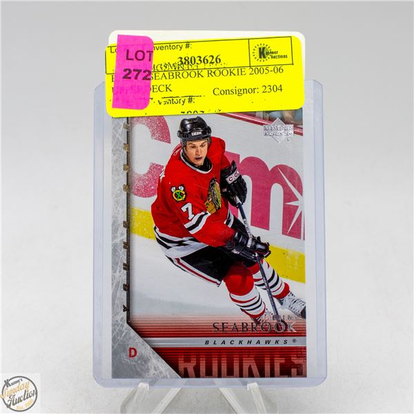 BRENT SEABROOK ROOKIE 2005-06 UPPERDECK