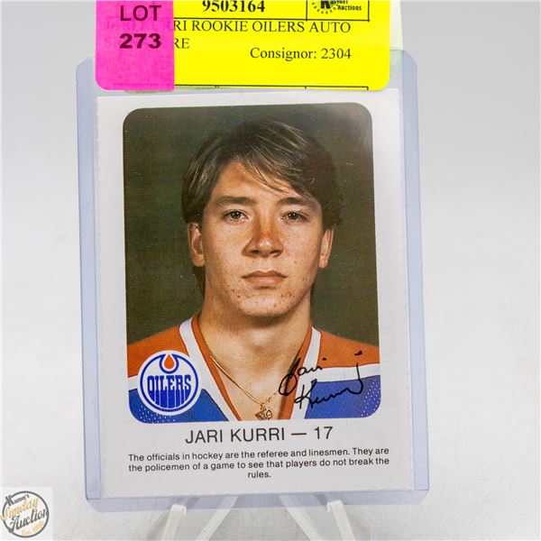 JARI KURRI ROOKIE OILERS AUTO SIGNATURE