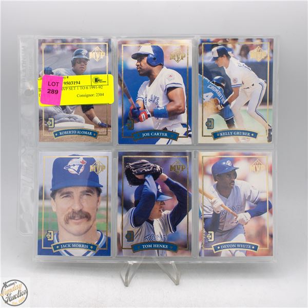 BLUEJAYS MVP SET 1 TO 6 1991-92 DONRUSS