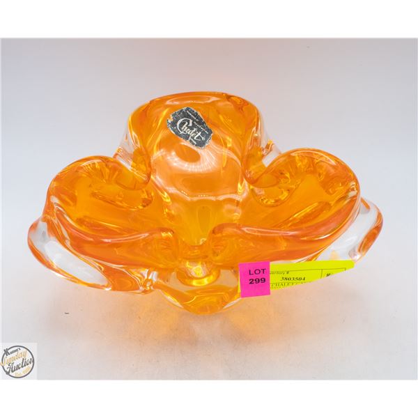 STAMPED CHALET CANADA ORANGE DISH 4" TALL