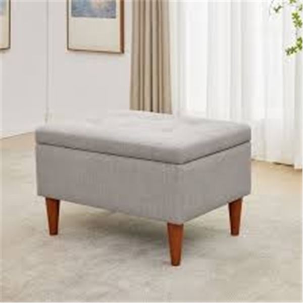 BRAND NEW KING FABRIC UPHOLSTERED OTTOMAN GREY