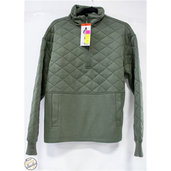 NEW TILLEY WOMENS 1/2 ZIPPER SWEATER GREEN SIZE MM