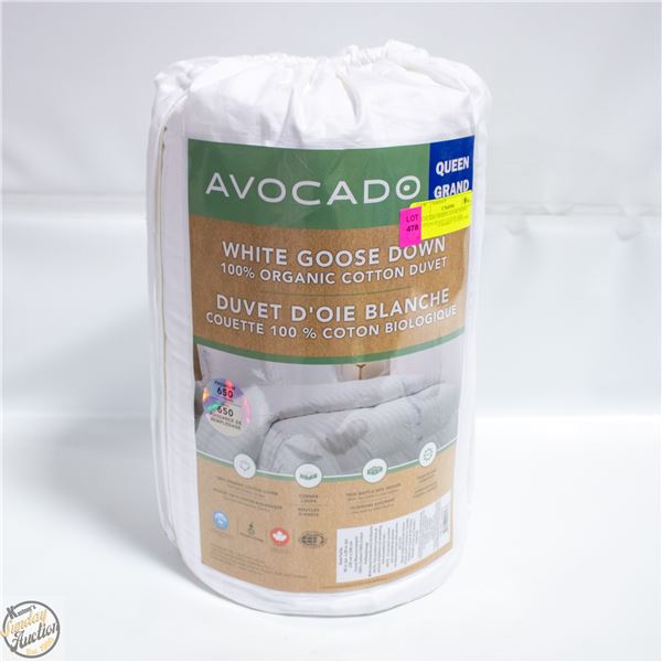 AVOCADO WHITE GOOSE DOWN COTTON DUVET QUEEN SIZE