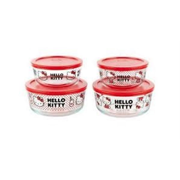 BRAND NEW PYREX HELLO KITTY GLASS FOOD STORAGE SET