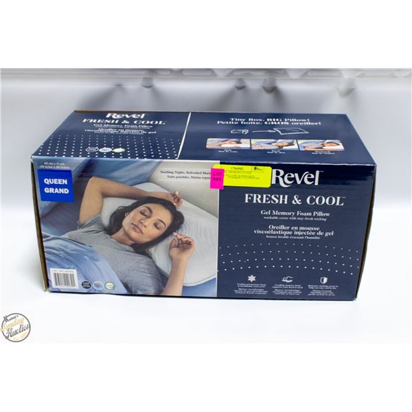 REVEL GEL MEMORY FOAM COOLING PILLOW QUEEN SIZE