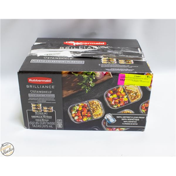 10 PIECE RUBBERMAID PLASTIC CONTAINERS WITH LIDS