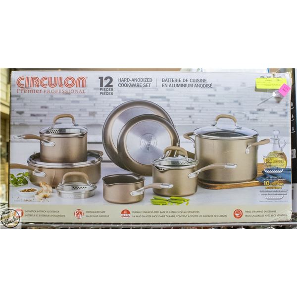 12 PIECE CIRCULON HARD-ANODIZED COOKWARE SET