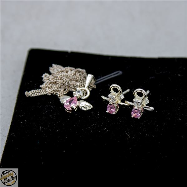SILVER 925 NECKLACE, PENDANT & EARRINGS SET