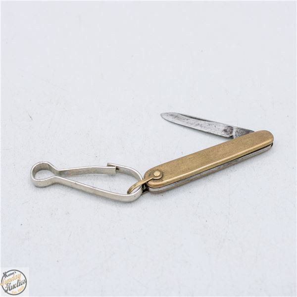 RICHARDS SHEFFIELD ENGLAND BRASS KEYCHAIN KNIFE