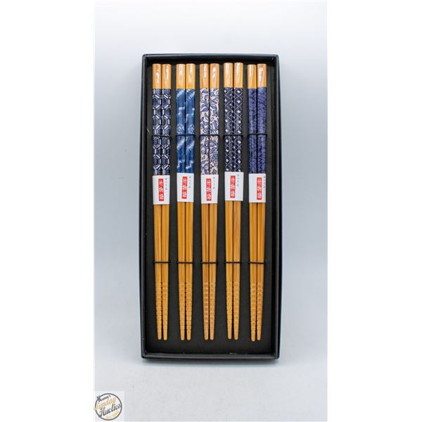 NEW 5 PAIR SET OF BAMBOO CHOPSTICKS