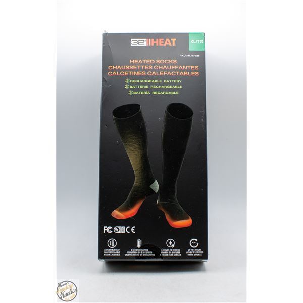 NEW SEALED 32 DEGREES HEATED SOCKS, SIZE X-LARGE