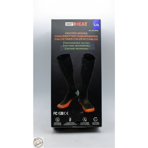 NEW SEALED 32 DEGREES HEATED SOCKS, SIZE LARGE