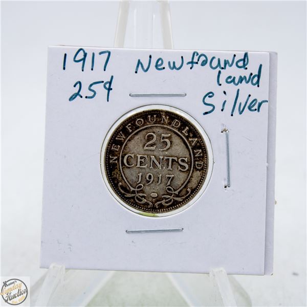 #4540-1917-25 CENT NEWFOUNDLAND SILVER