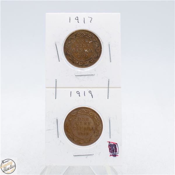 #4538-1917 AND 1919 ONE CENT CANADA