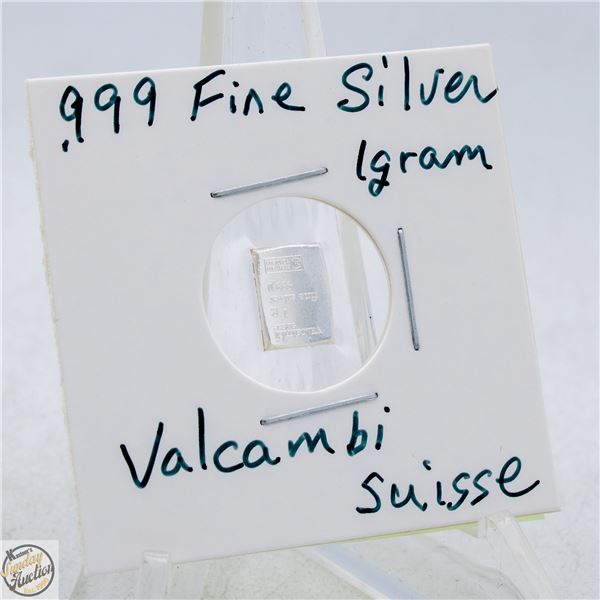 #4571-1 GRAM .999 FINE SILVER W/VALCAMBI SUISSE